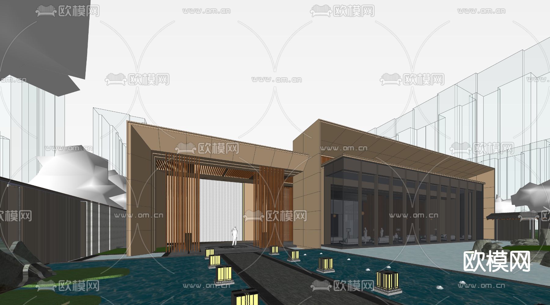 售楼处su模型下载（渲染图2）