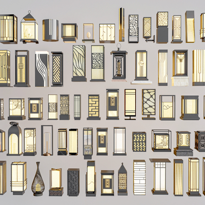  中式景观灯 庭院灯 户外灯su模型 