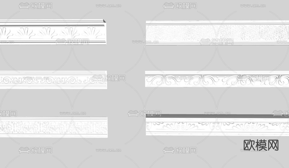 简欧石膏线 雕花线条su模型下载(渲染图2)