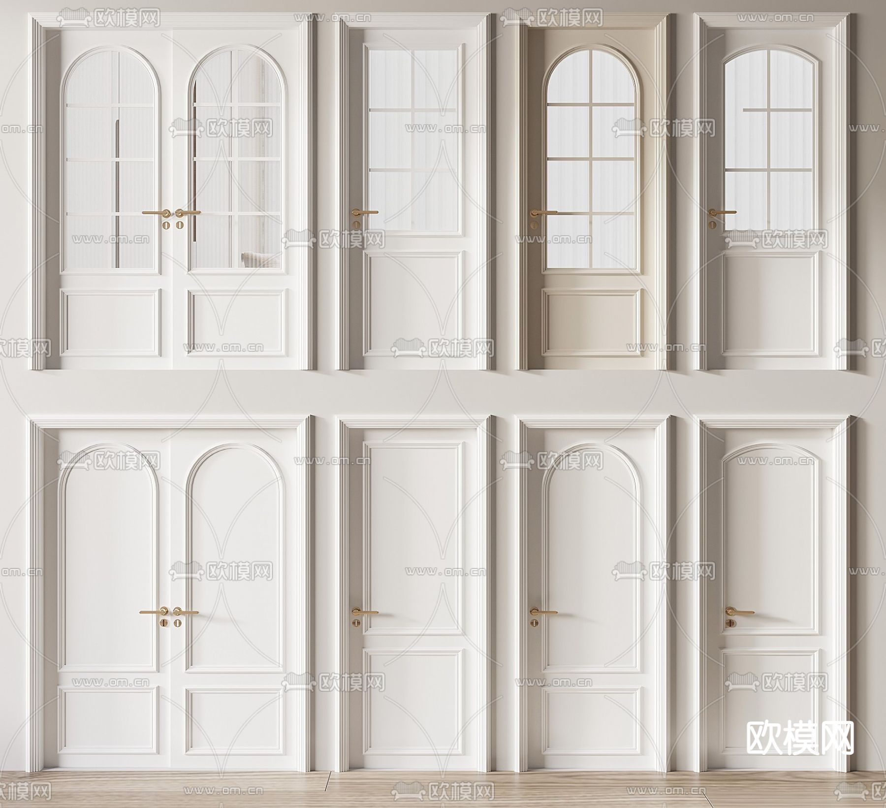 法式门 厨卫门 双开门 房门3d模型下载