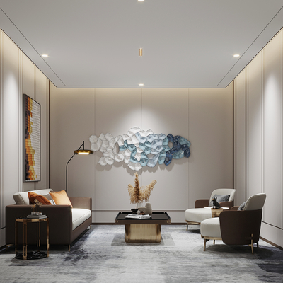  现代会客厅 接待室su模型 