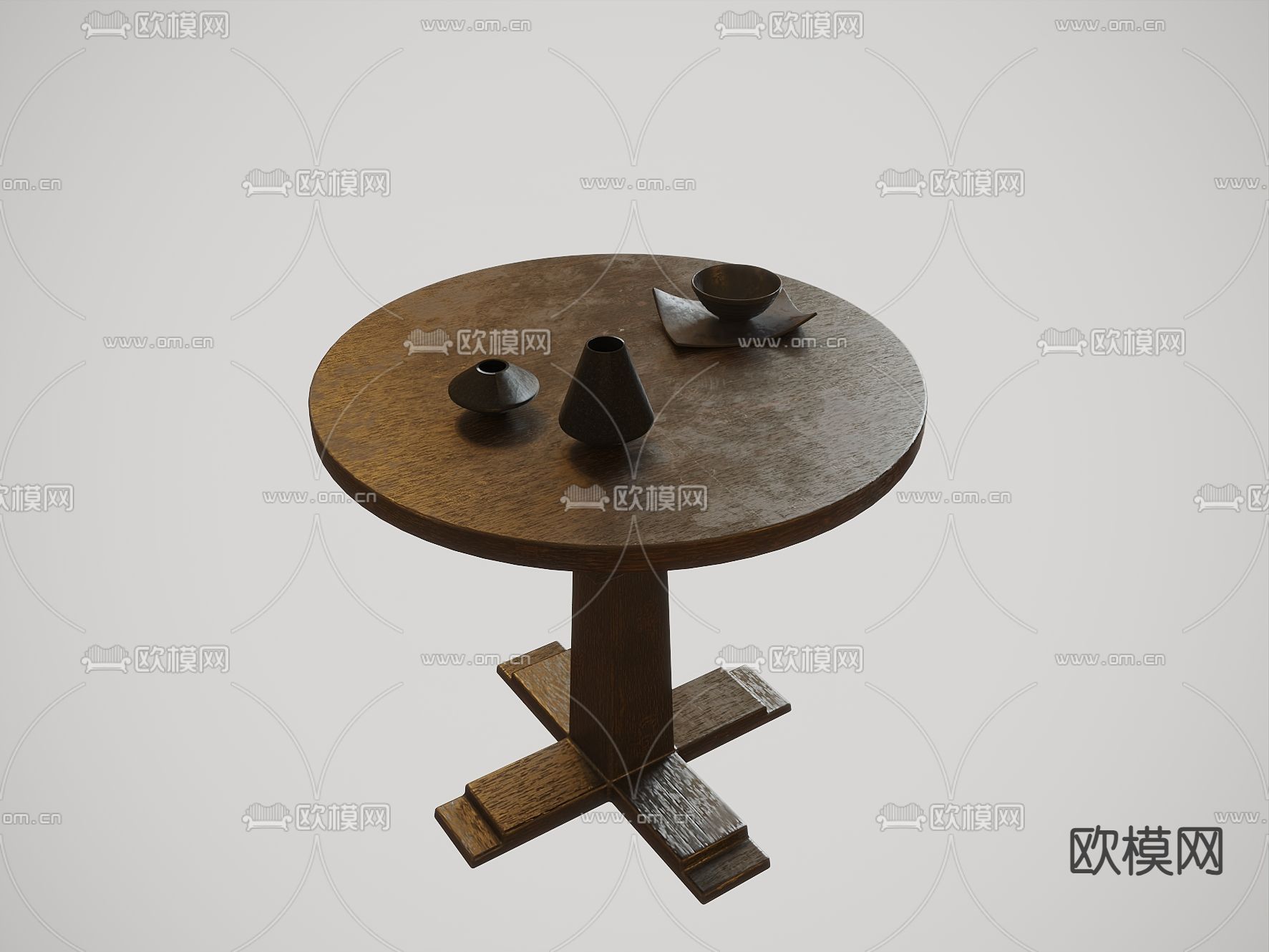 侘寂风圆几 角几3d模型下载