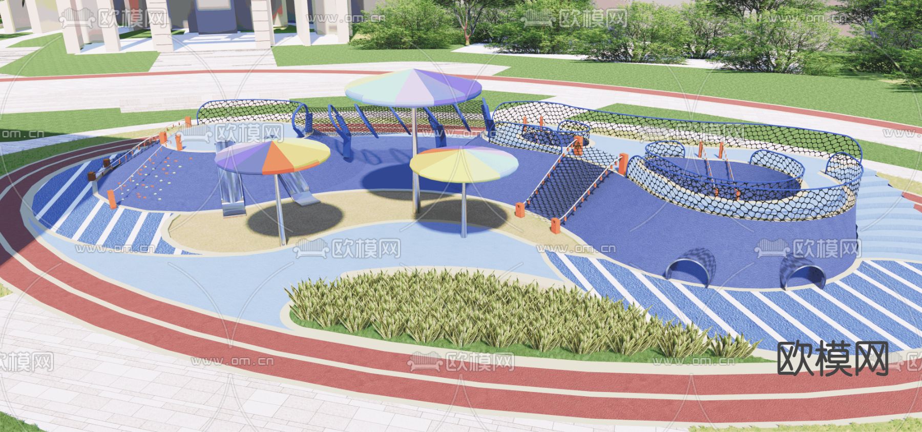 儿童活动场地su模型下载（渲染图1）
