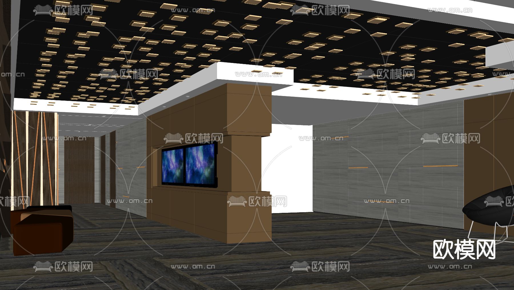 现代酒店过道su模型下载（渲染图2）