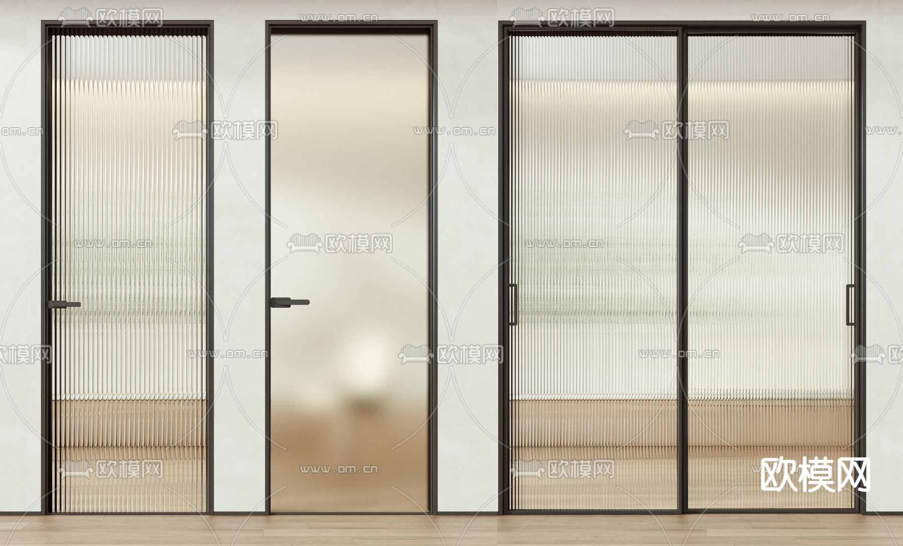 现代长虹玻璃门su模型下载_ID14214023_sketchup模型下载-欧模网
