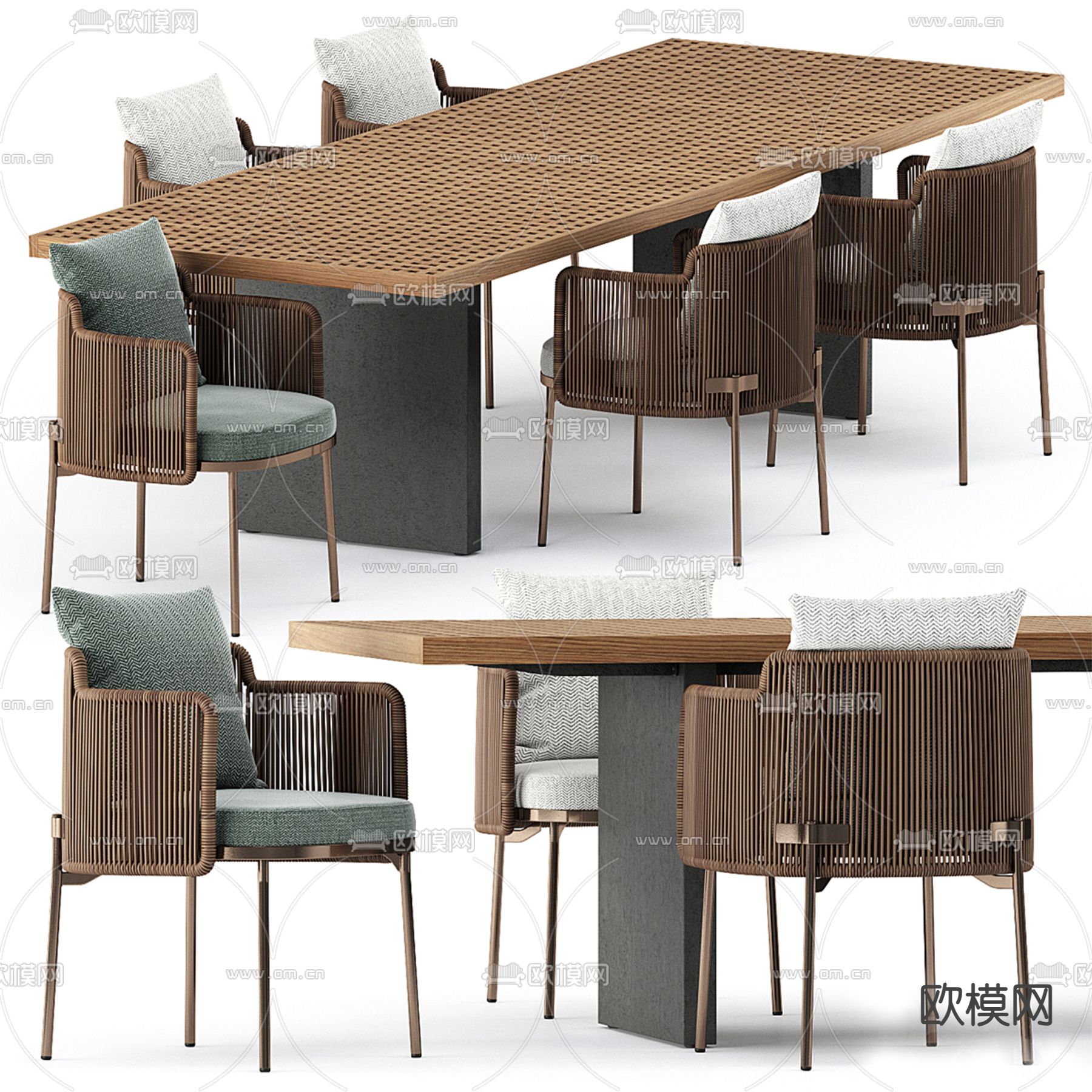 Minotti 户外餐桌椅3d模型下载（渲染图1）