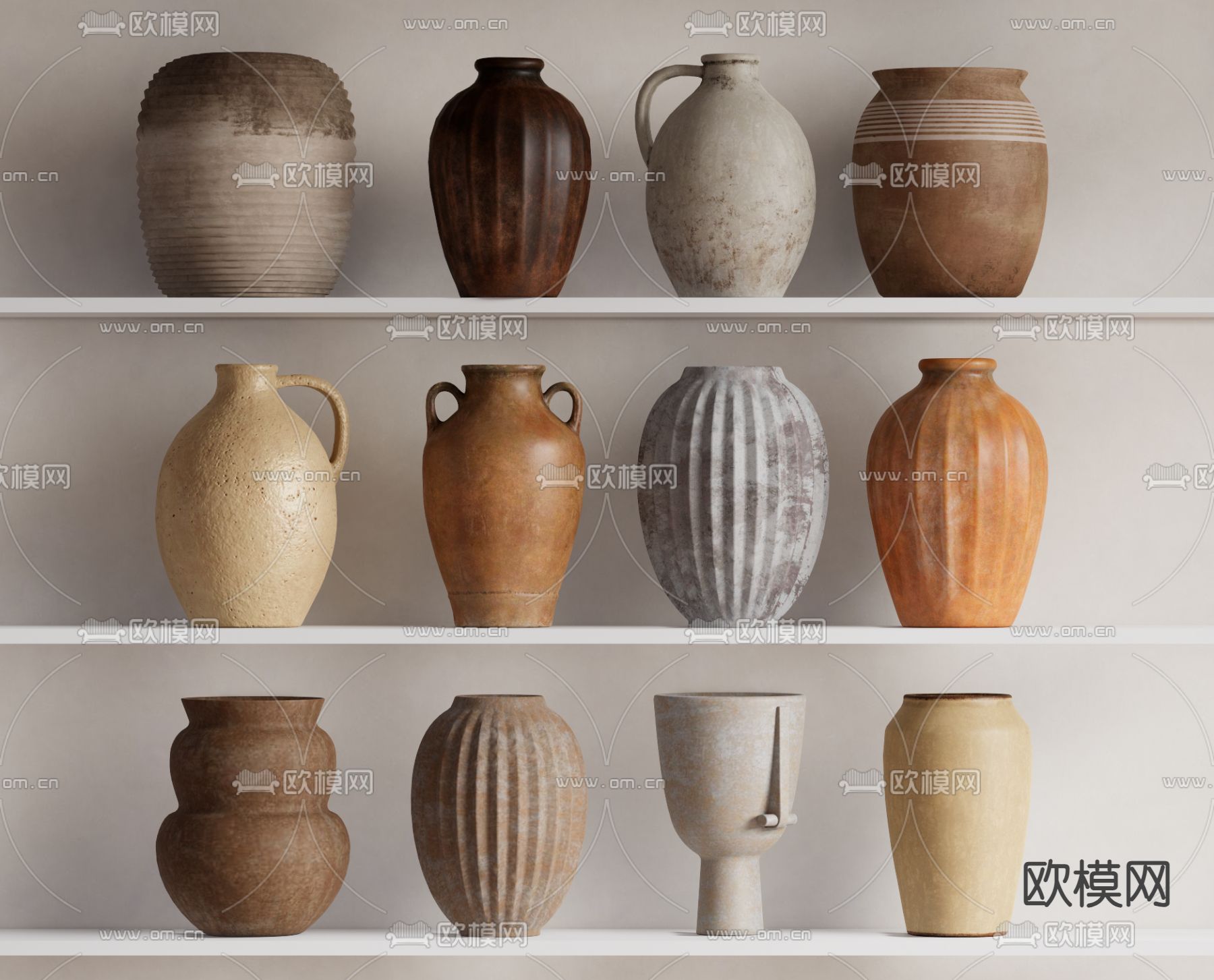 侘寂陶罐 器皿 罐子su模型下载（渲染图1）