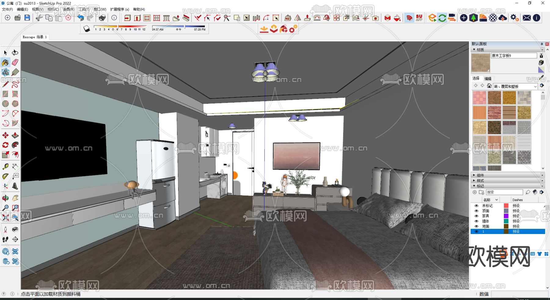 酒店民宿su模型下载（渲染图2）