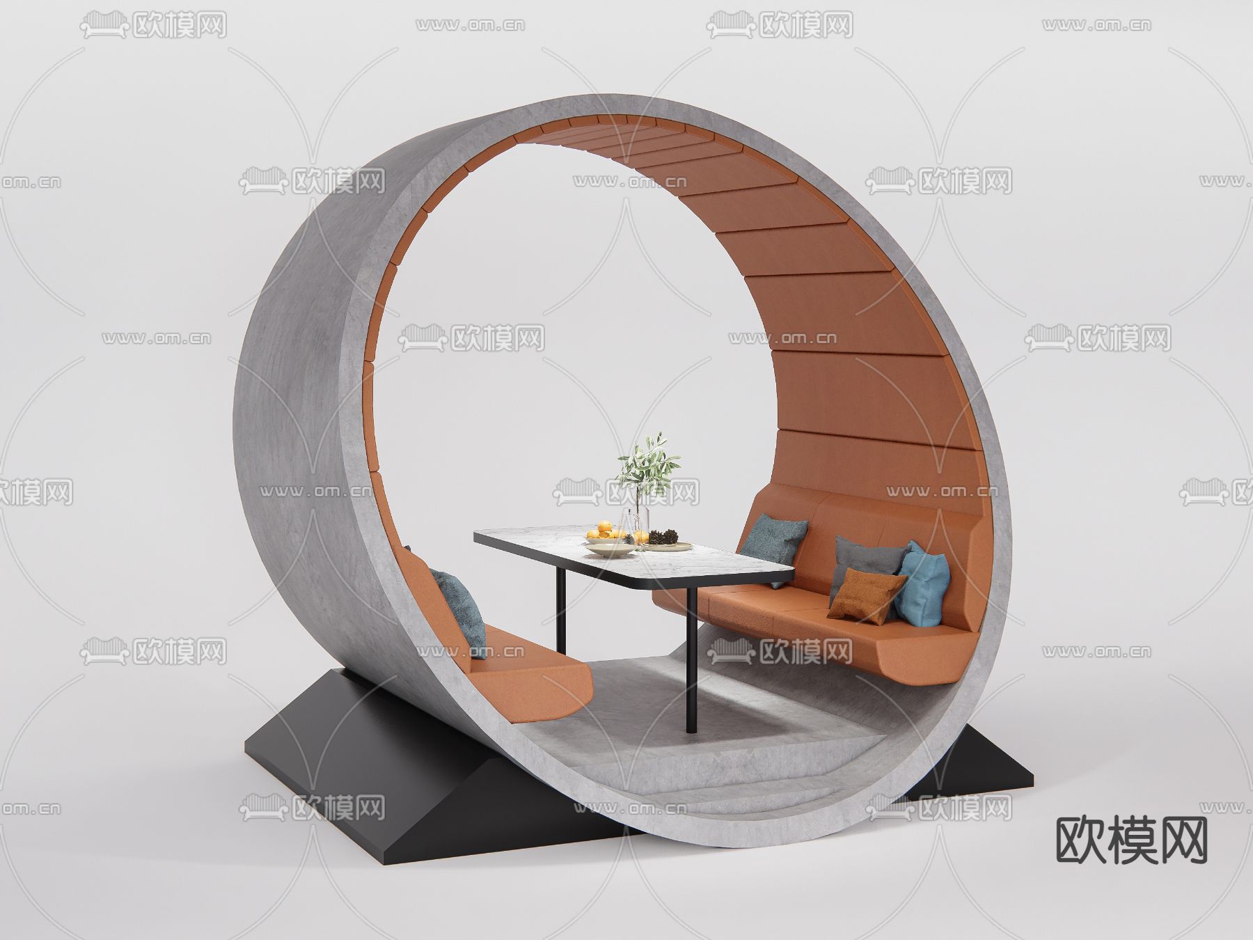 卡座沙发 餐饮卡座su模型下载（渲染图1）