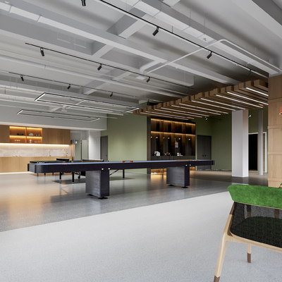  现代桌球室su模型 