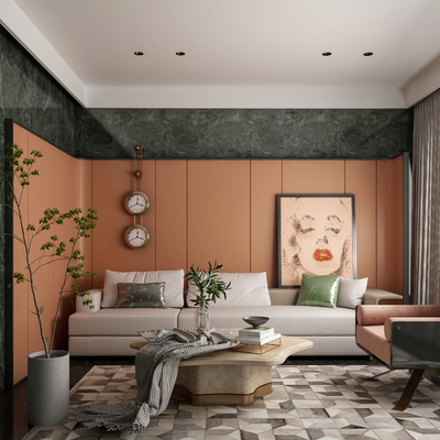  现代接待室 会客厅su模型 