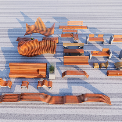  户外座椅 景观座椅su模型 