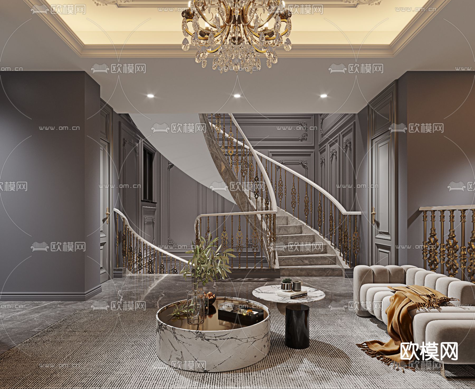 简欧休息室3d模型下载（渲染图2）