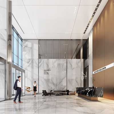  现代办公大堂su模型 