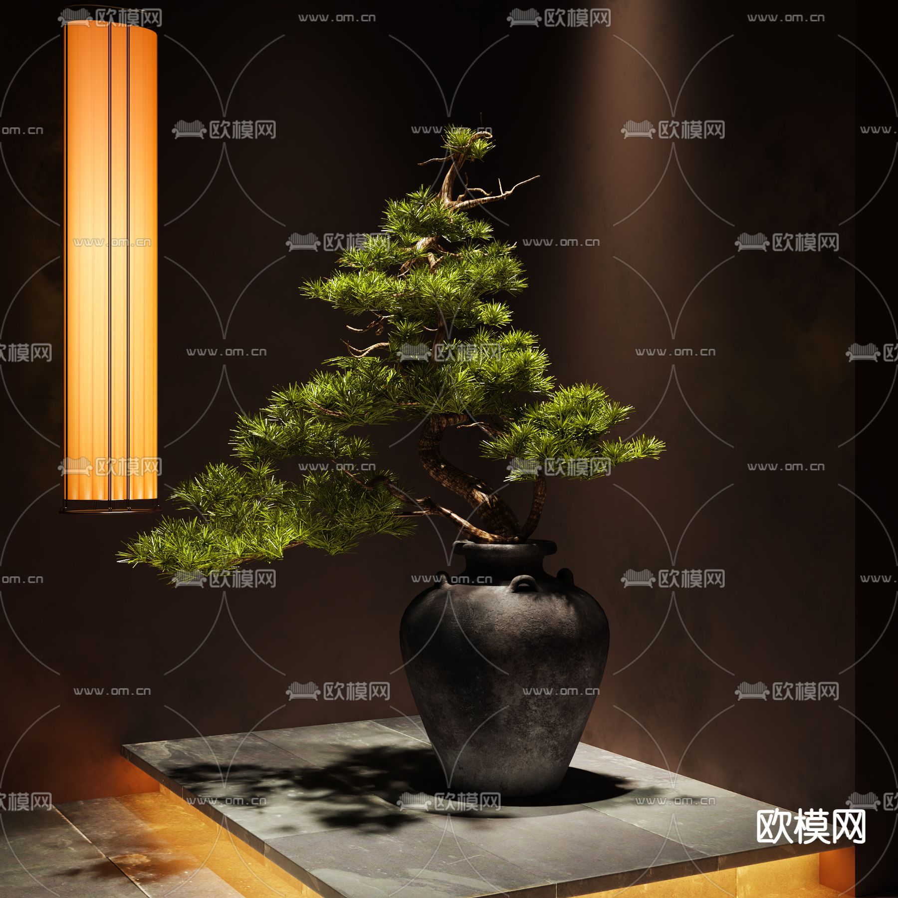 新中式盆栽 松柏盆景3d模型下载_ID14215907_3dmax免费模型-欧模网