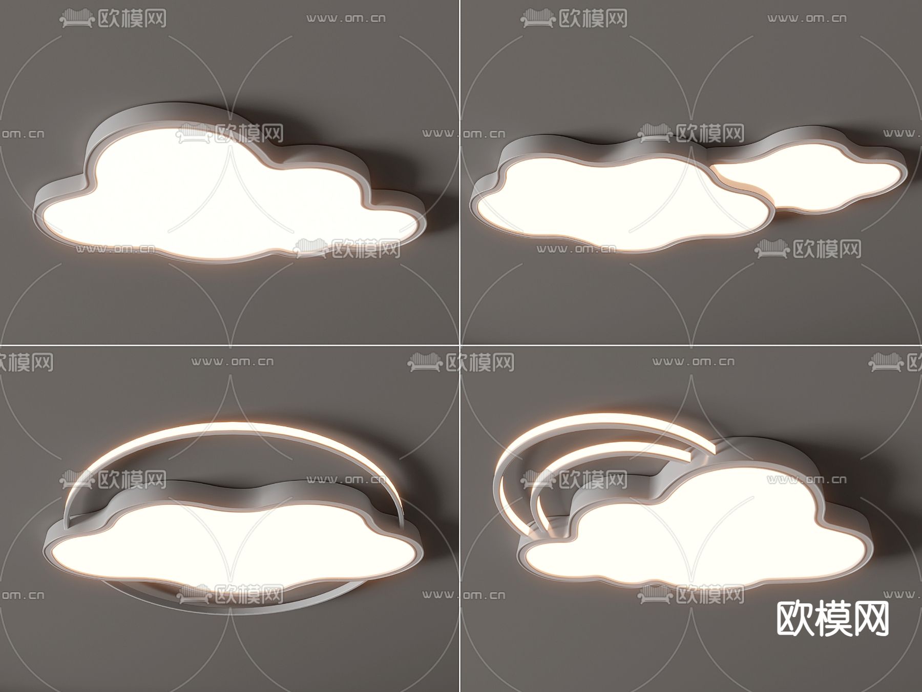 吸顶灯 云朵灯 儿童灯3d模型下载