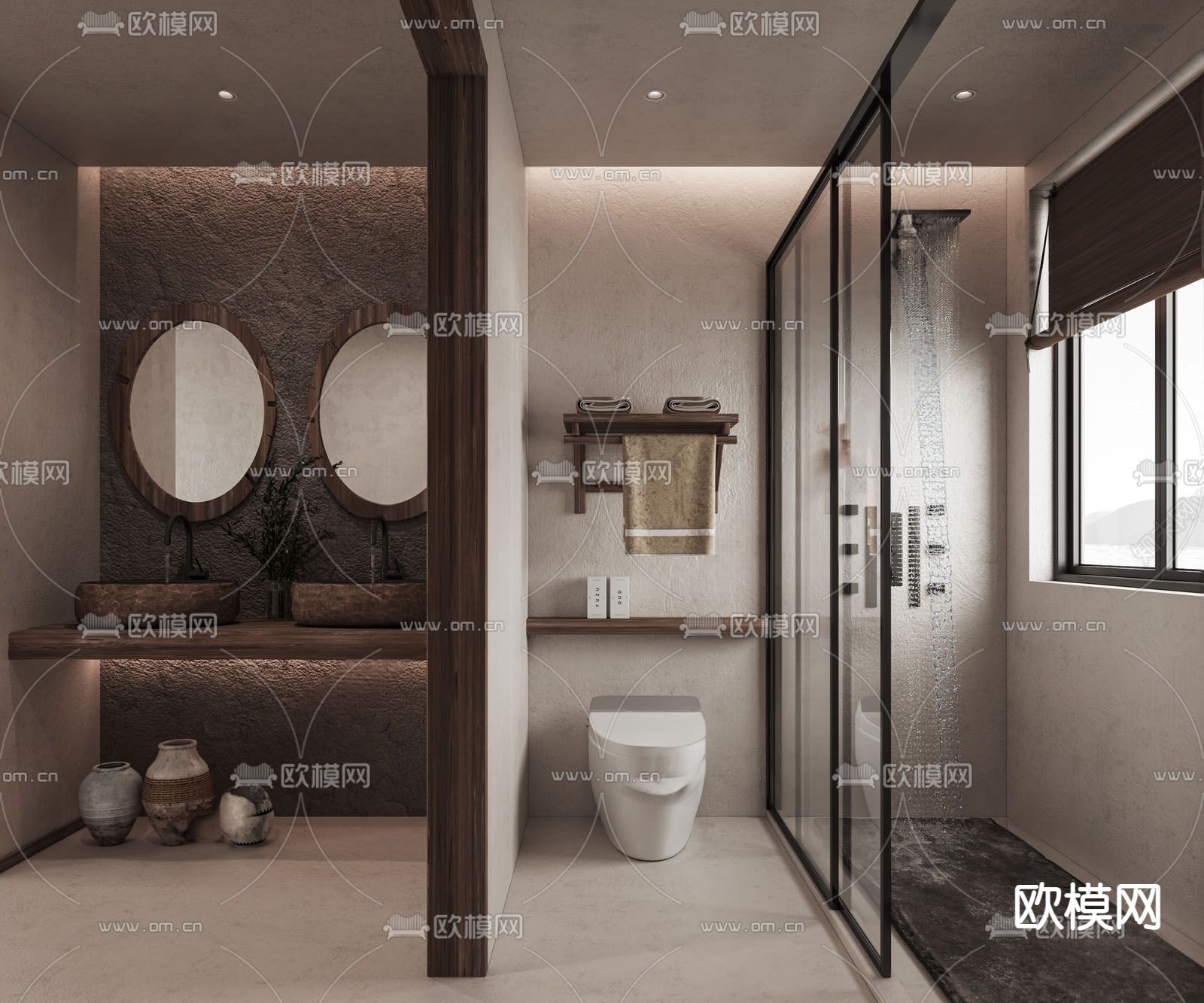 侘寂卫生间 浴室su模型下载（渲染图1）