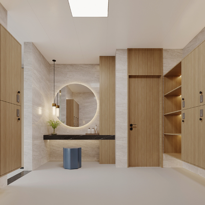  现代更衣室 淋浴间su模型 