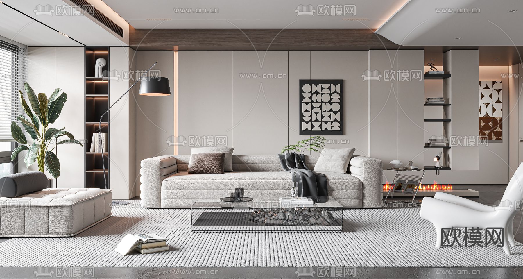 现代客厅3d模型下载（渲染图4）