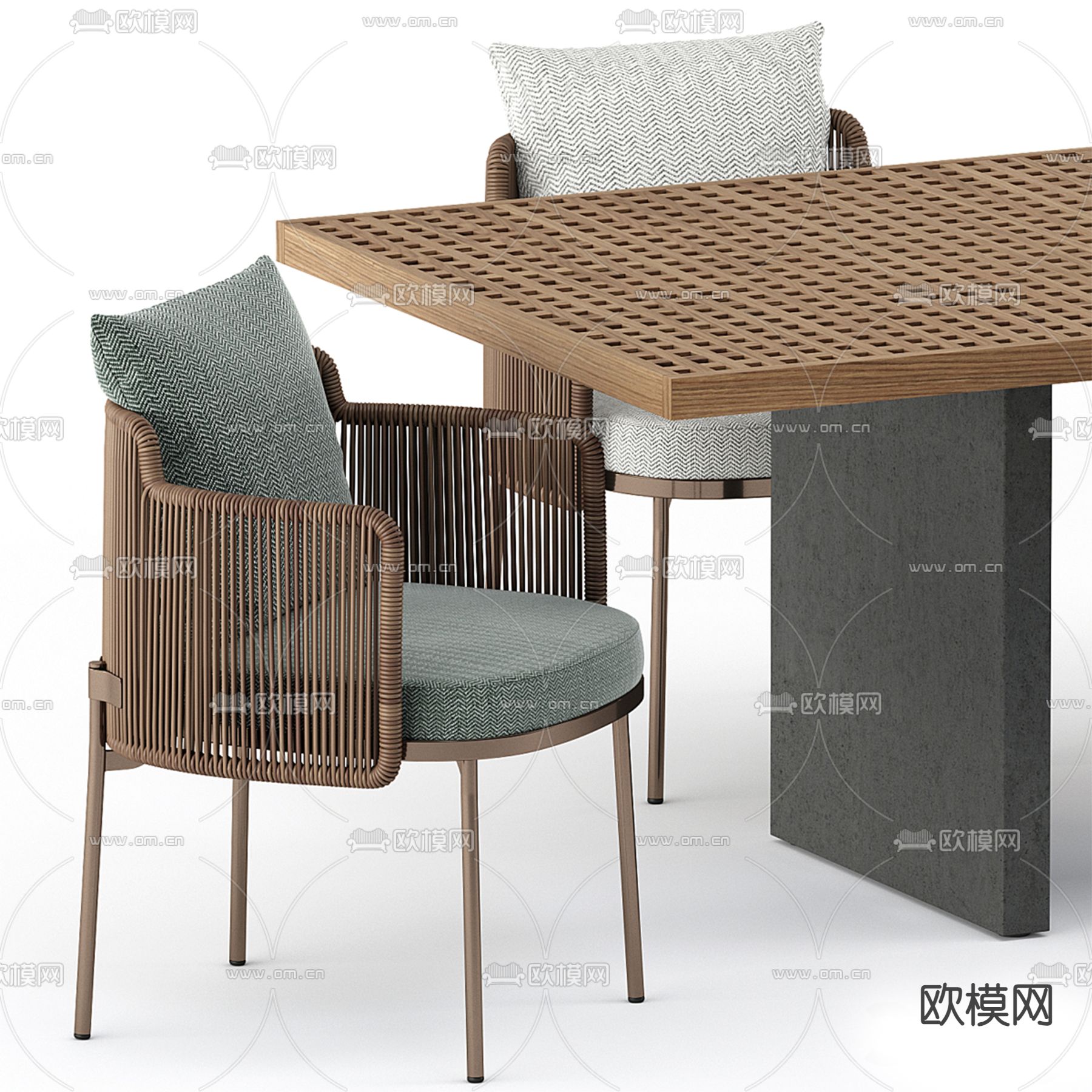 Minotti 户外餐桌椅3d模型下载（渲染图3）
