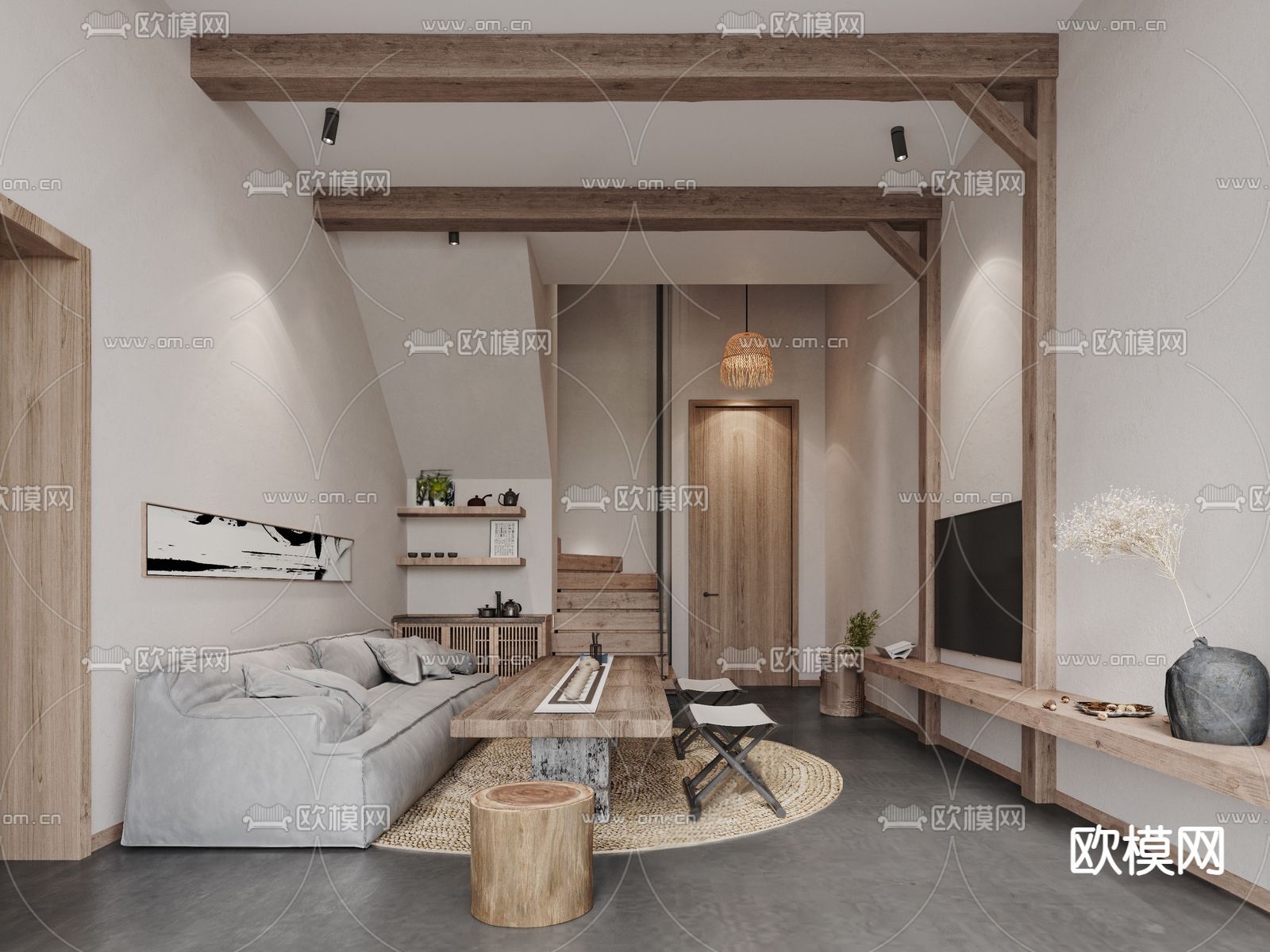 侘寂公寓su模型下载（渲染图1）