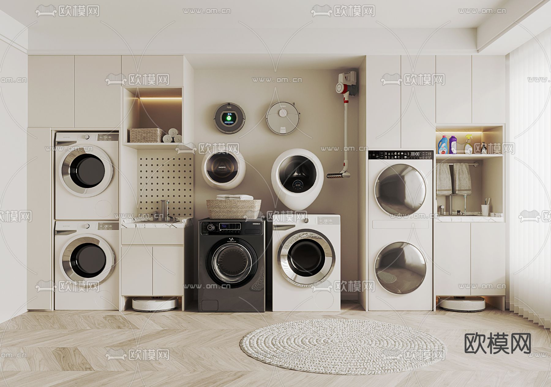 洗衣机柜 阳台柜3d模型下载