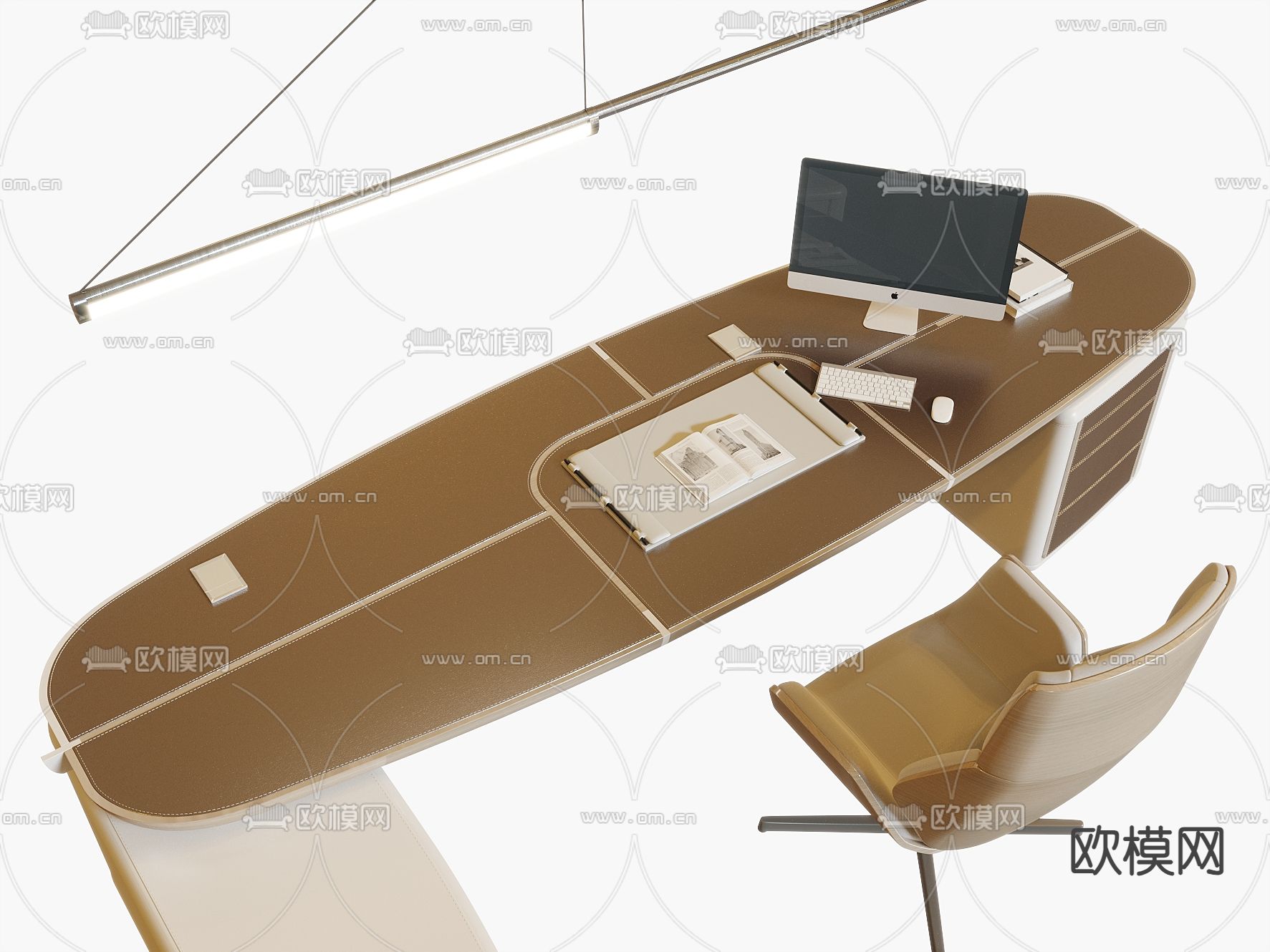 轻奢老板桌 班台桌 大班台3d模型下载