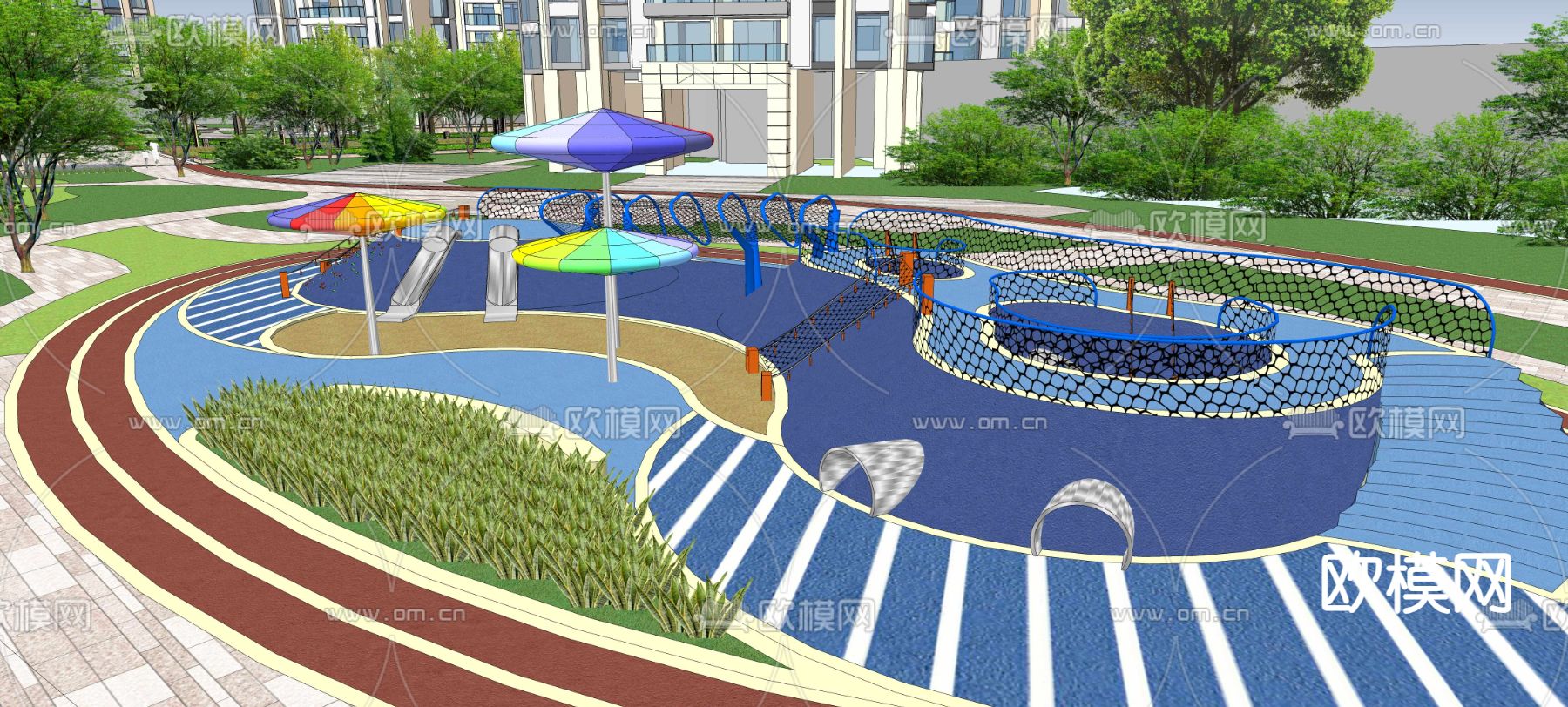 儿童活动场地su模型下载（渲染图3）