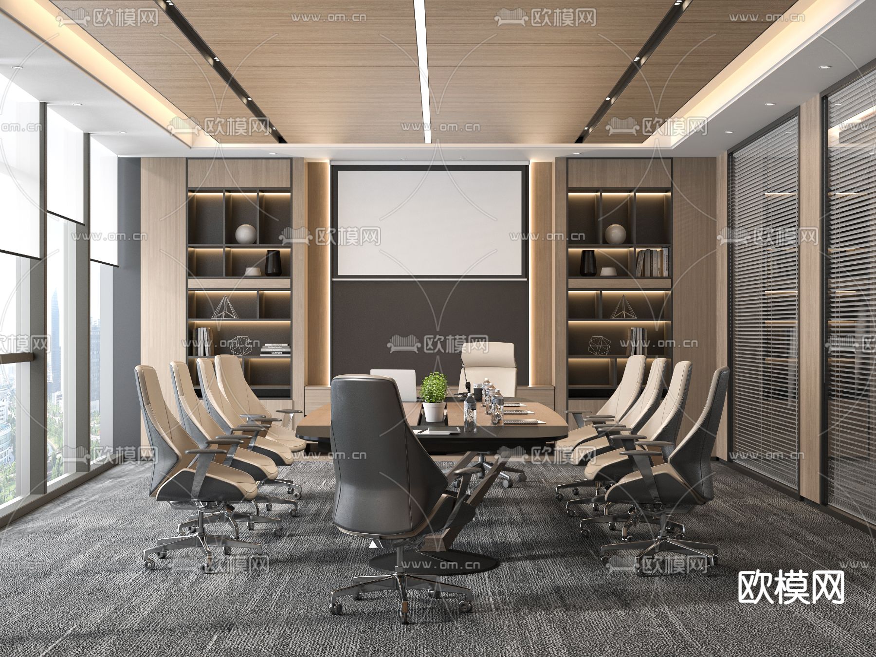 现代会议室3d模型下载