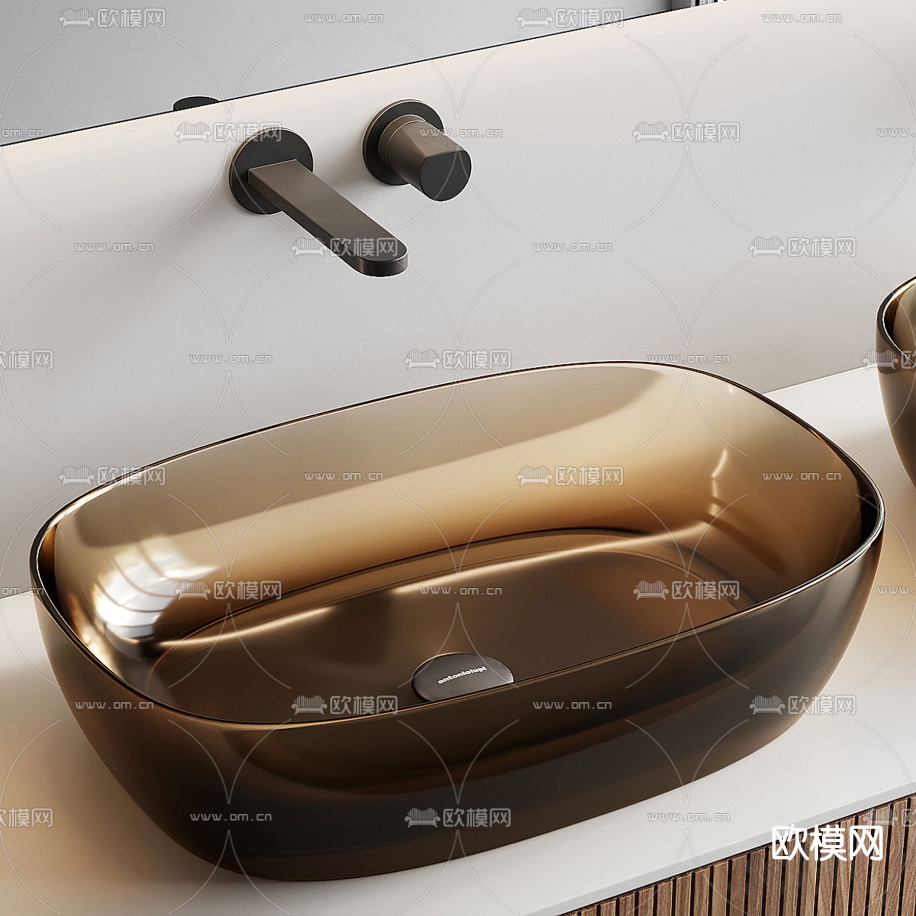 双盆洗手台 洗手盆3d模型下载（渲染图3）