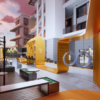  现代商业广场su模型 