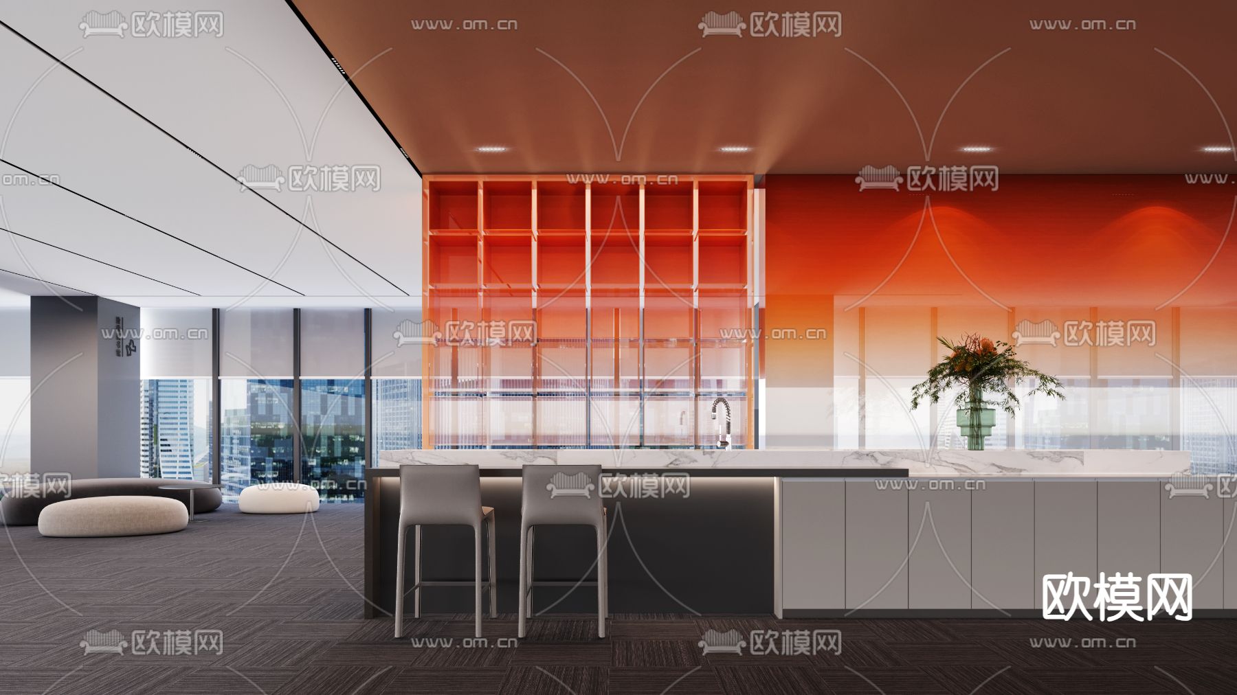 办公室休息区3d模型下载