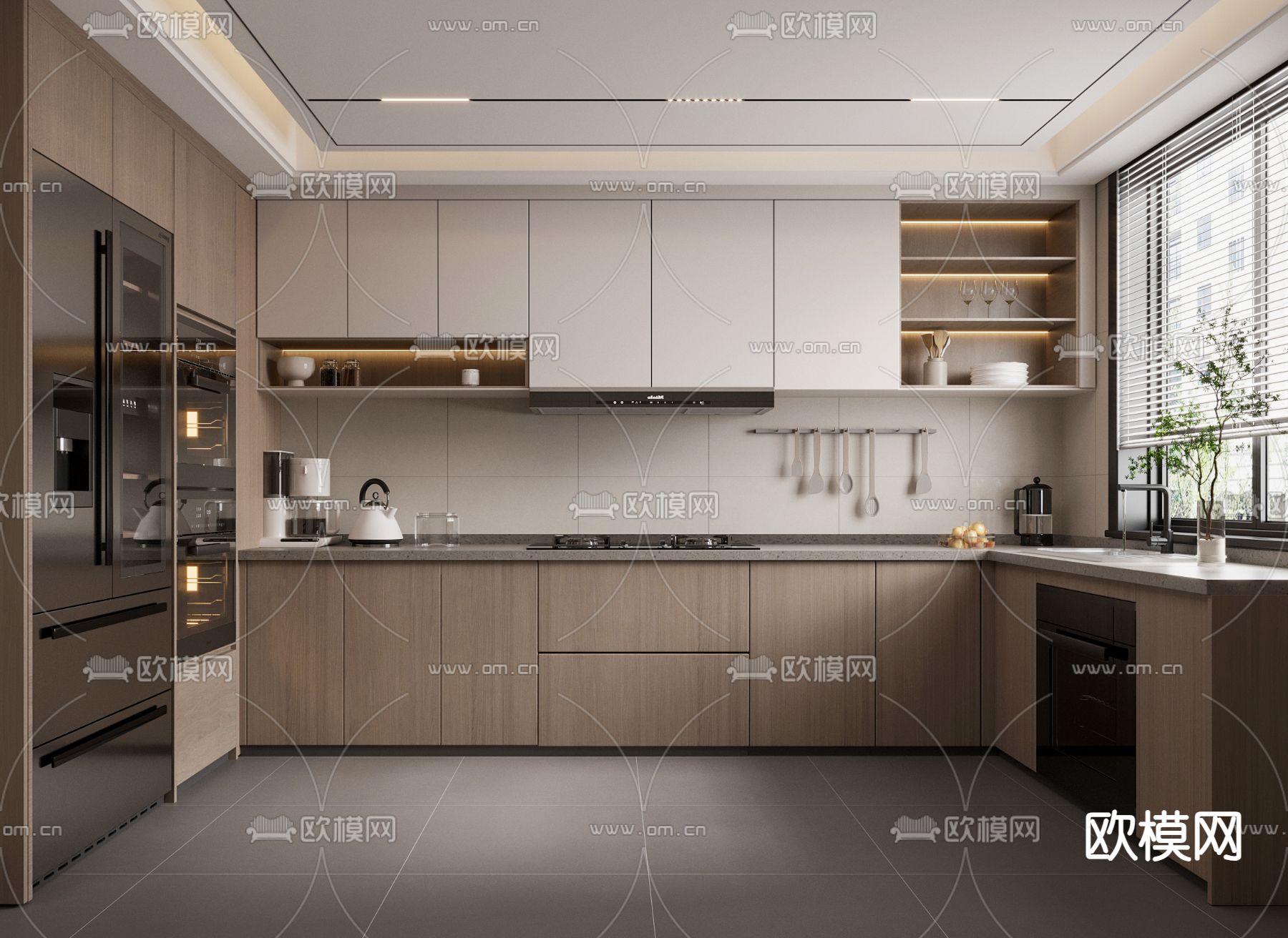 现代厨房 橱柜3d模型下载