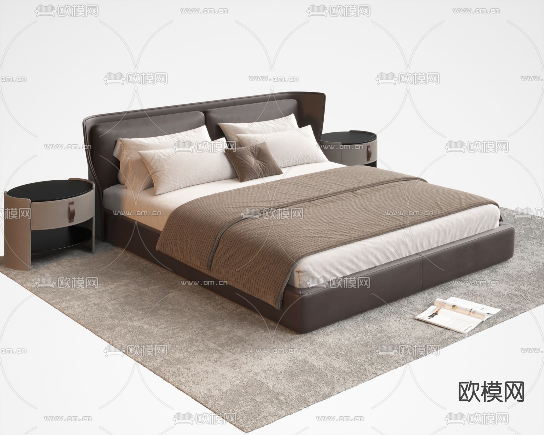 pertica 现代双人床3d模型下载