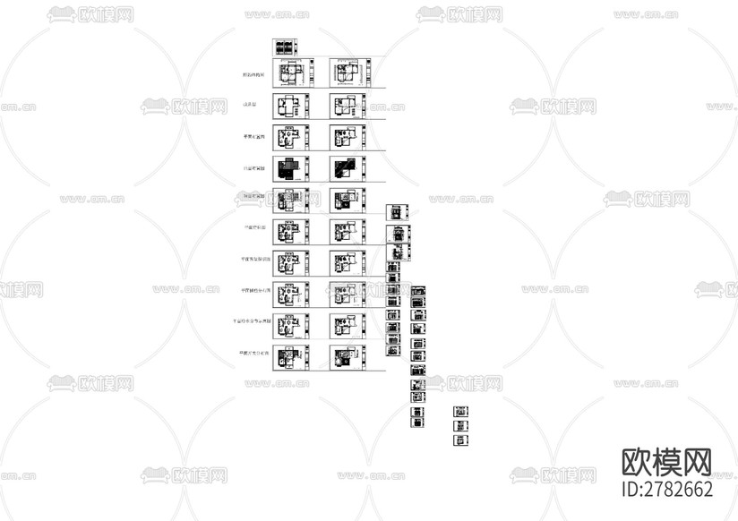 現(xiàn)代風格復(fù)式家裝CAD施工圖下載(渲染圖1)