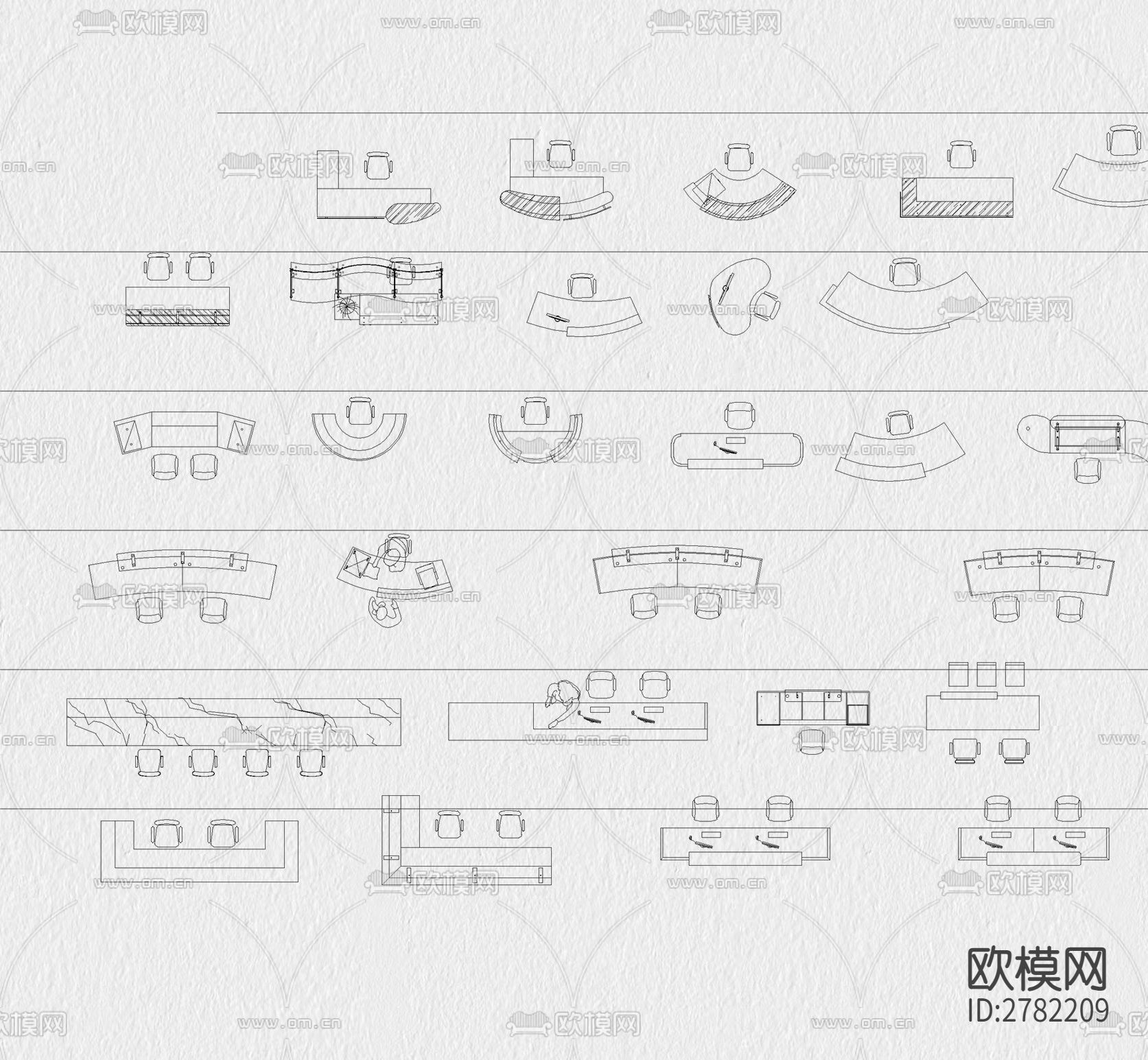 前台 接待台CAD图库下载（渲染图5）