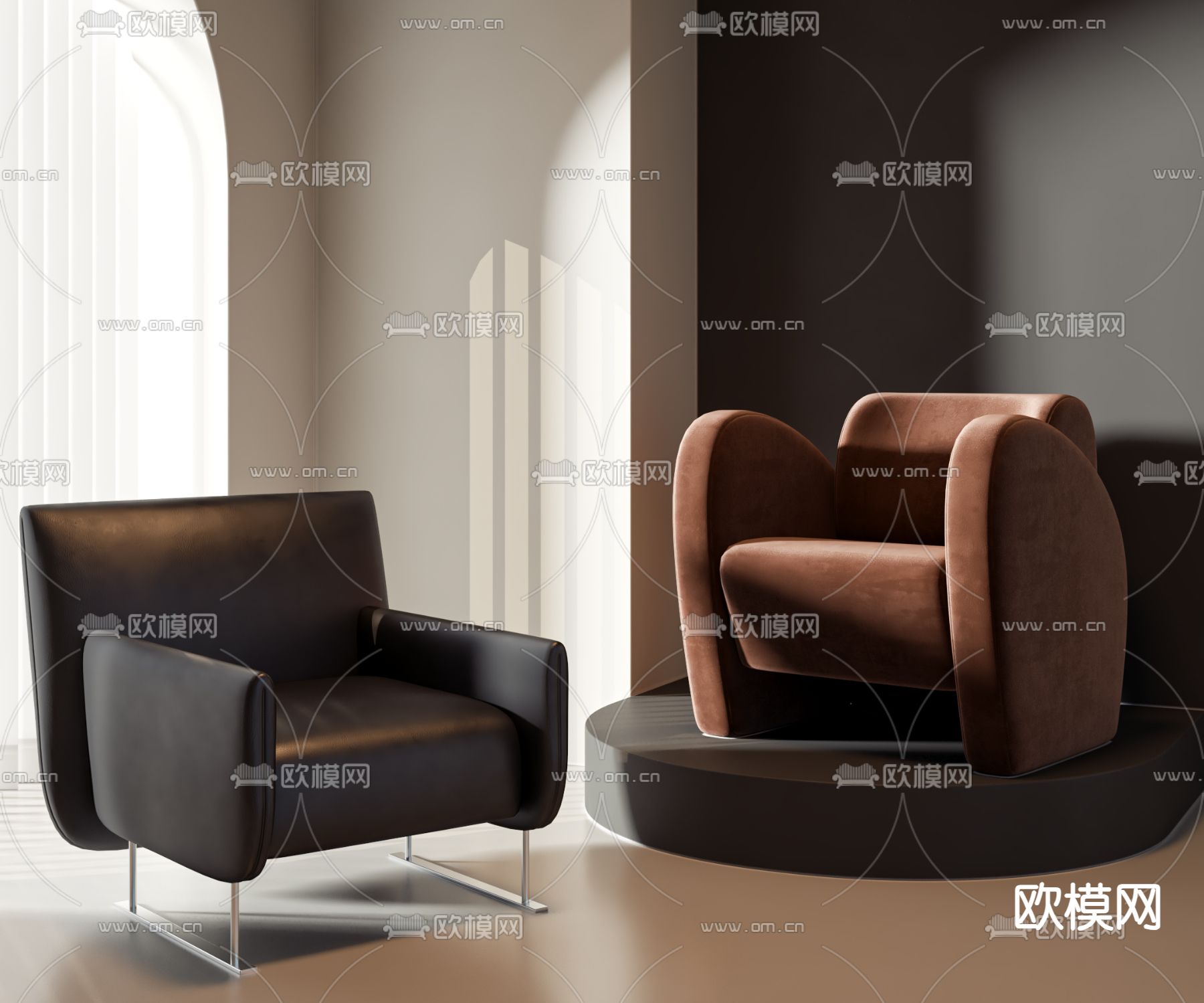 休闲椅 皮质沙发椅3d模型下载