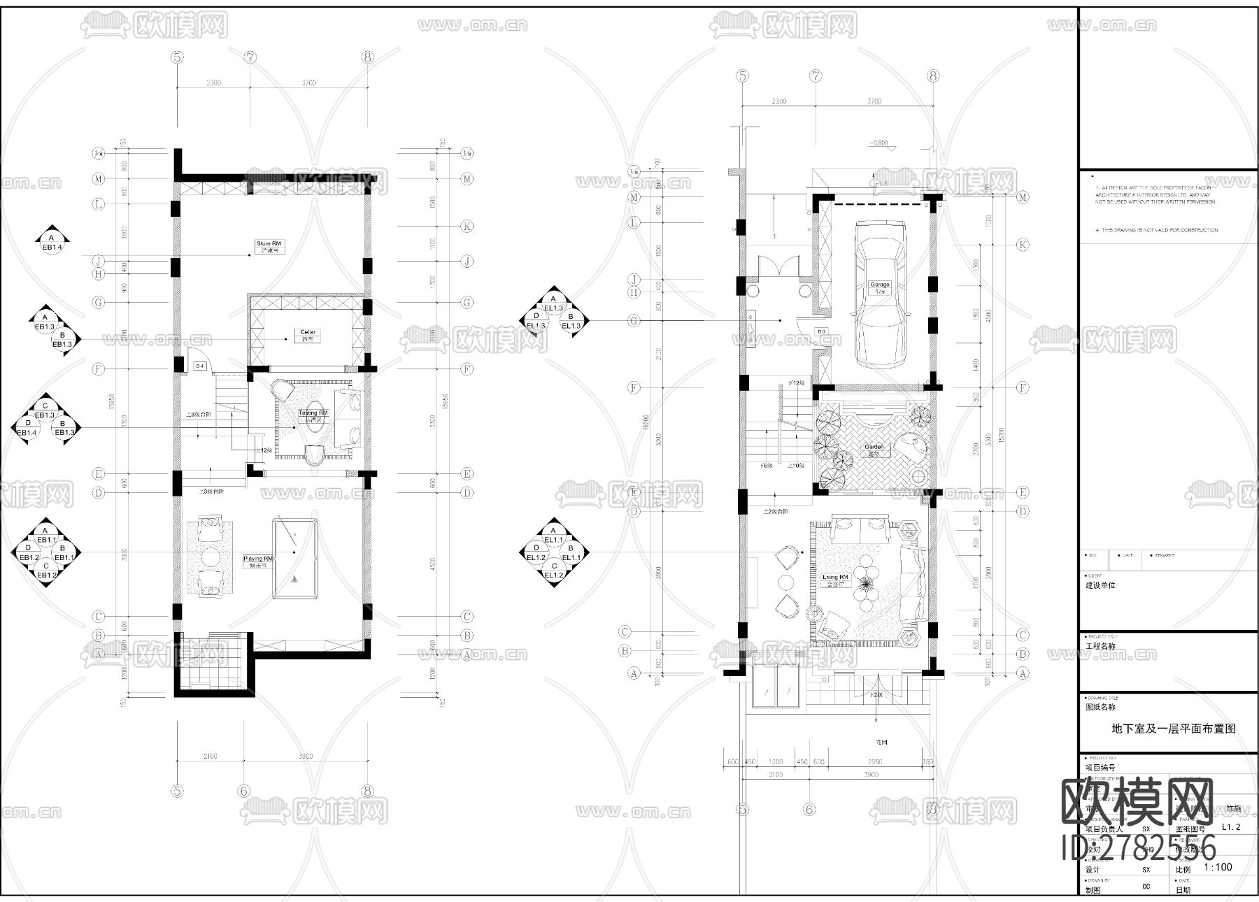新古典5层别墅家装CAD施工图下载（渲染图5）