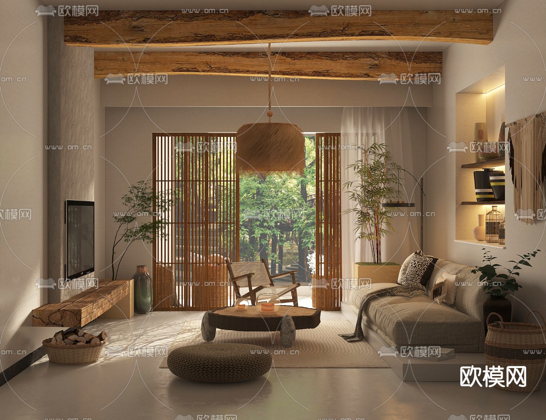 侘寂民宿 大厅3d模型下载