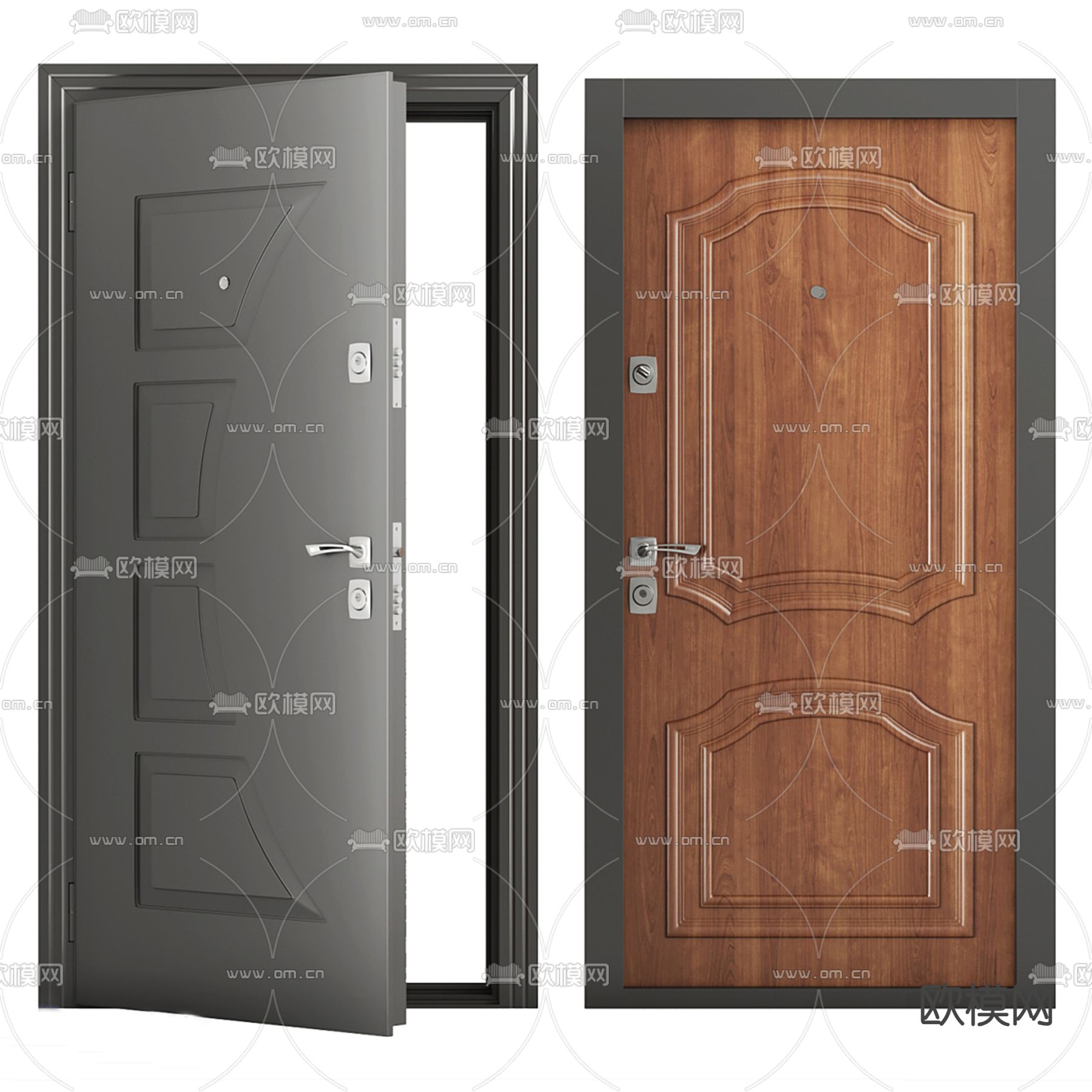 单开门 平开门 入户门3d模型下载