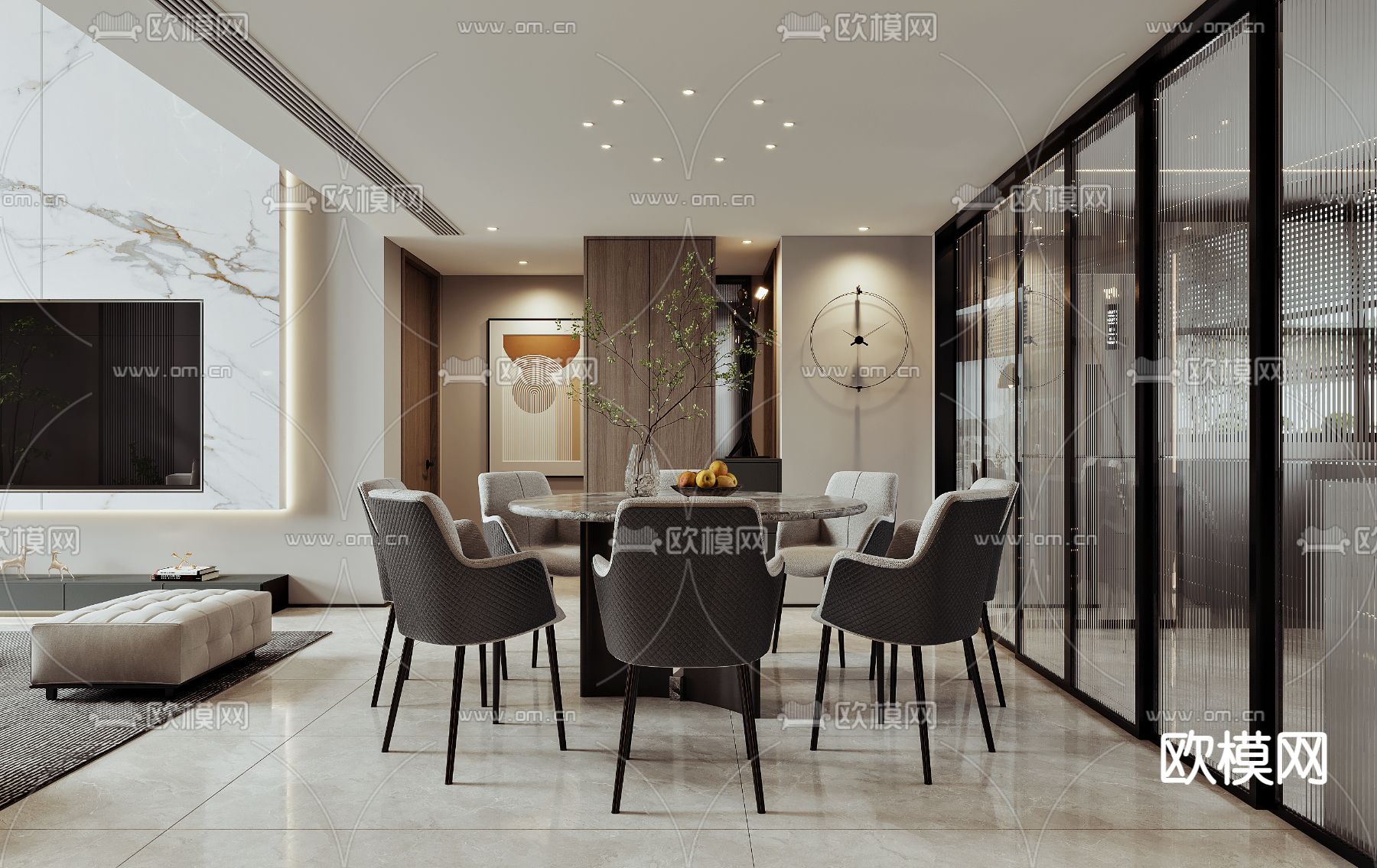 别墅客厅 别墅大堂3d模型下载（渲染图3）