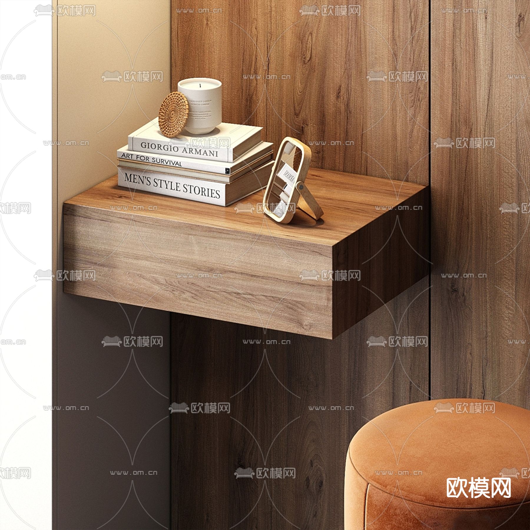 北欧衣柜 梳妆台3d模型下载（渲染图2）