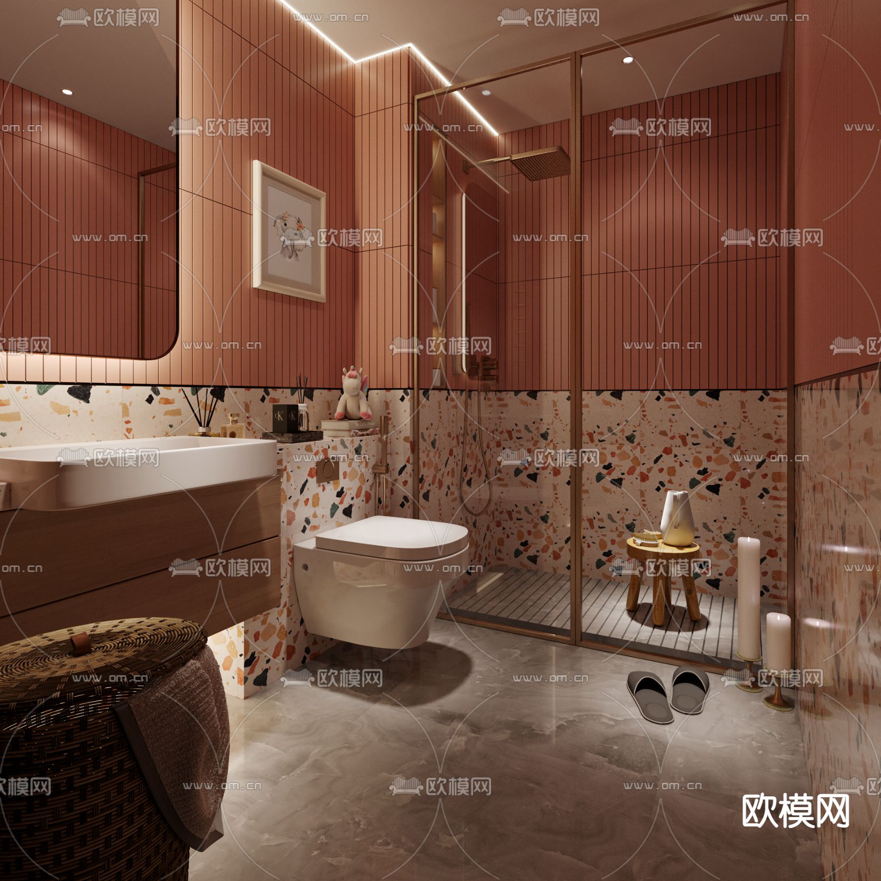 轻奢卫生间 浴室3d模型下载