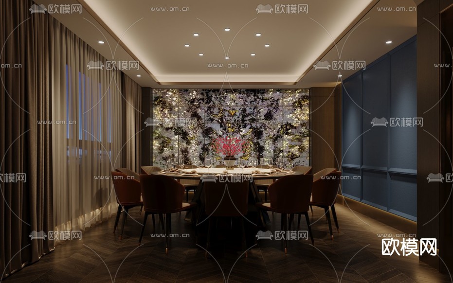 中餐厅包间3d模型下载(渲染图3)