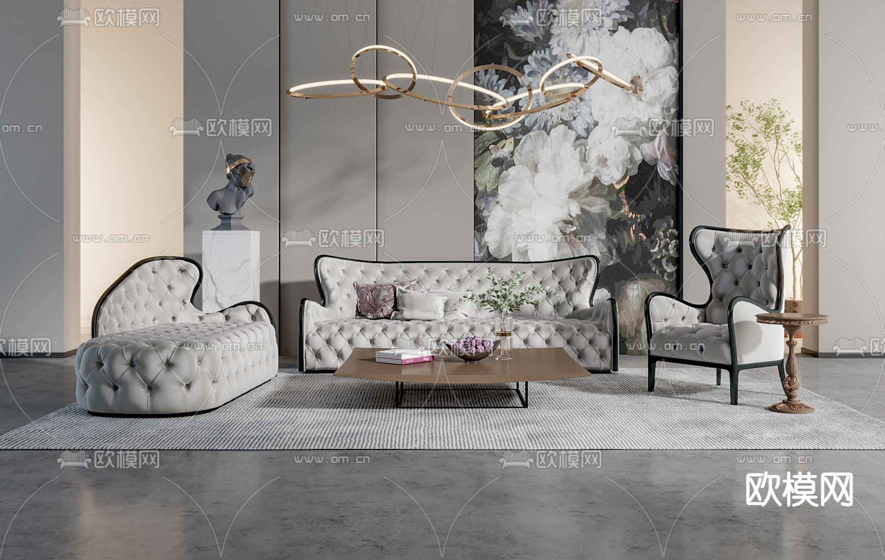 美式组合沙发3d模型下载