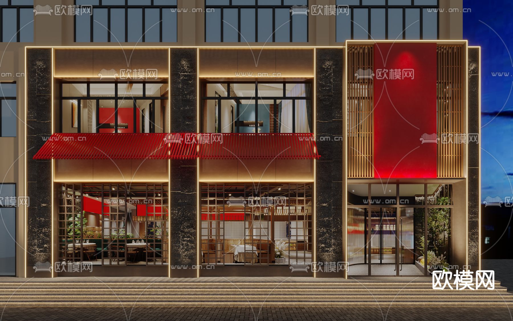 中餐厅门面 门头3d模型下载