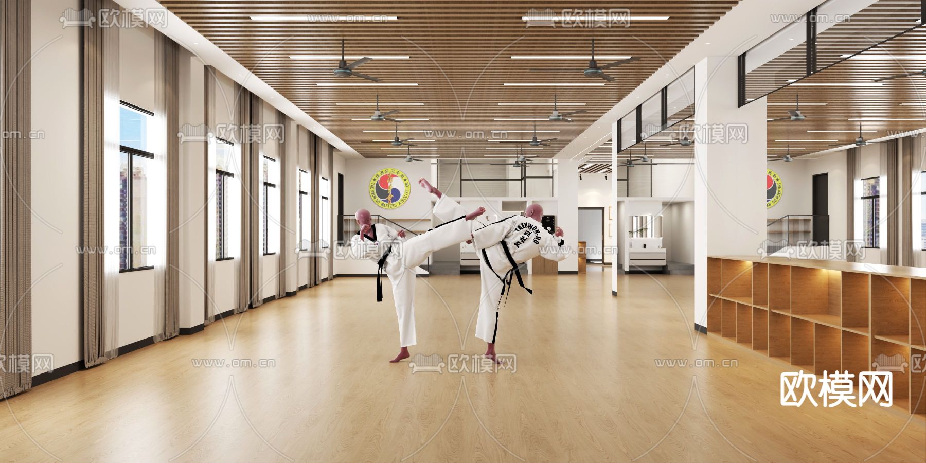 跆拳道培训中心免费3d模型下载（渲染图2）
