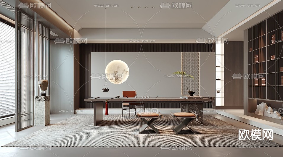 现代茶室3d模型下载(渲染图1)