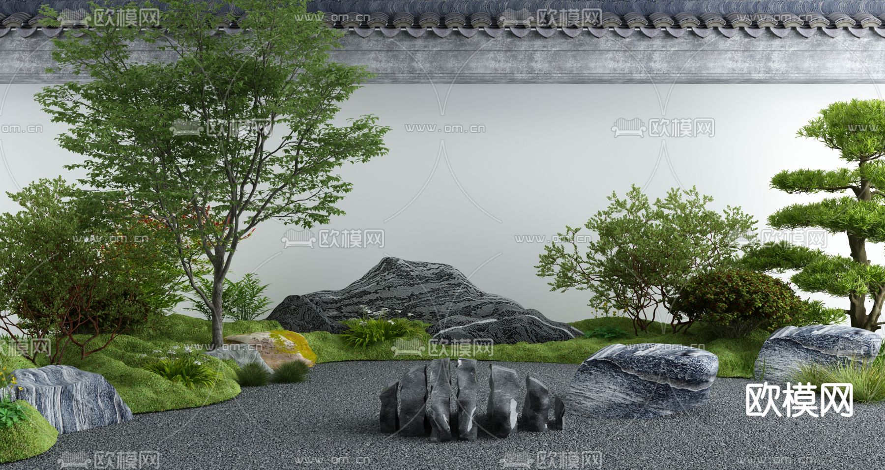 庭院景观小品 景墙3d模型下载