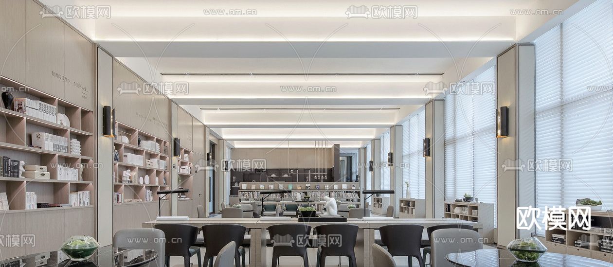 图书馆 阅读室3d模型下载（渲染图1）